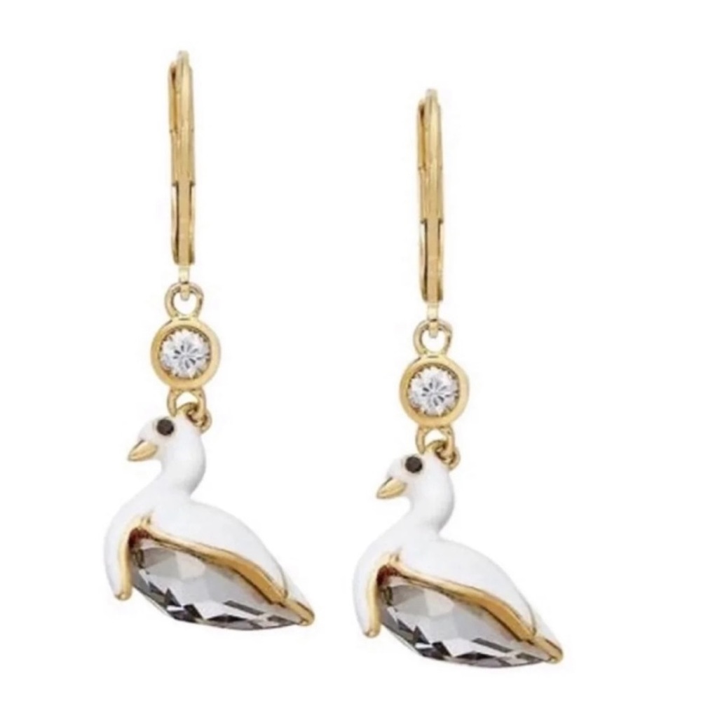 $68 Kate Spade on pointe crystal swan earrings